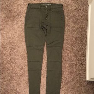 Army Green 5 Button American Eagle Jeggings